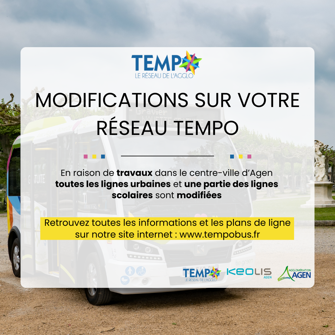 INFO RÉSEAU TEMPO : MODIFICATIONS À VENIR